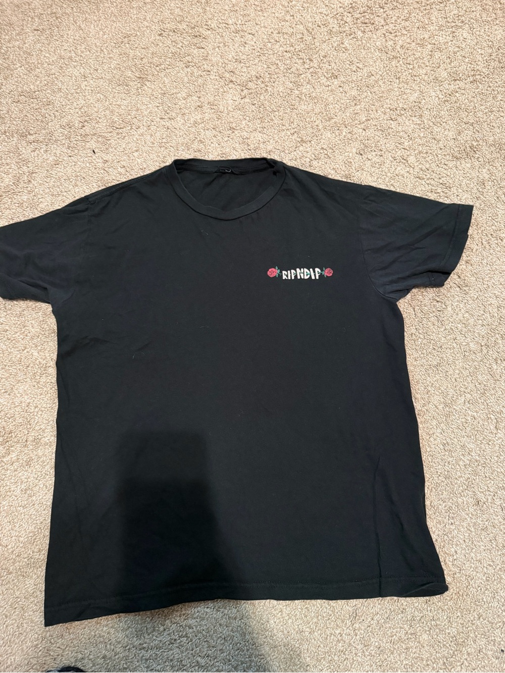 Ripndip Black Tee with Rose Chest Logo